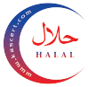 Logo with 'HALAL' text and a website URL on a white background